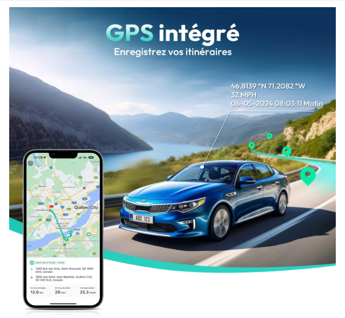 Caméra pour Voiture | Double Objectif GPS