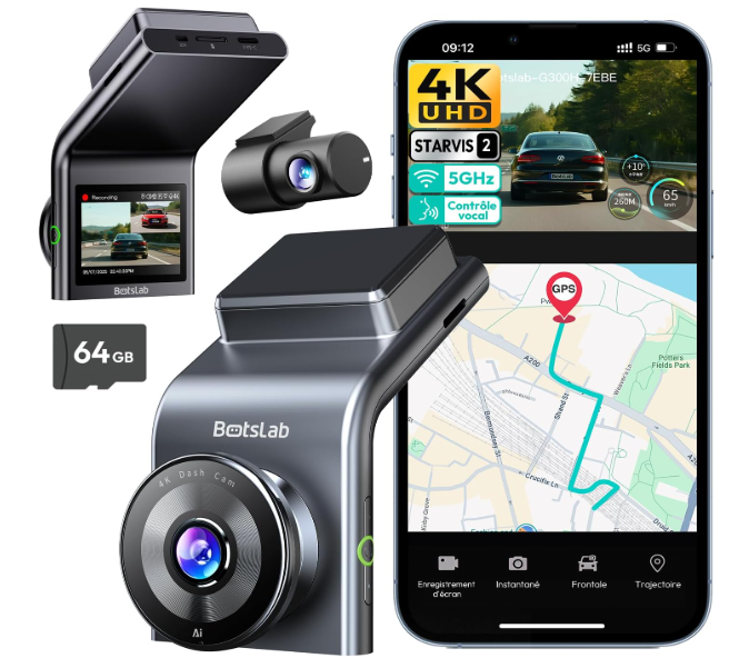 Dashcam Voiture | 4K GPS Avant-Arrière