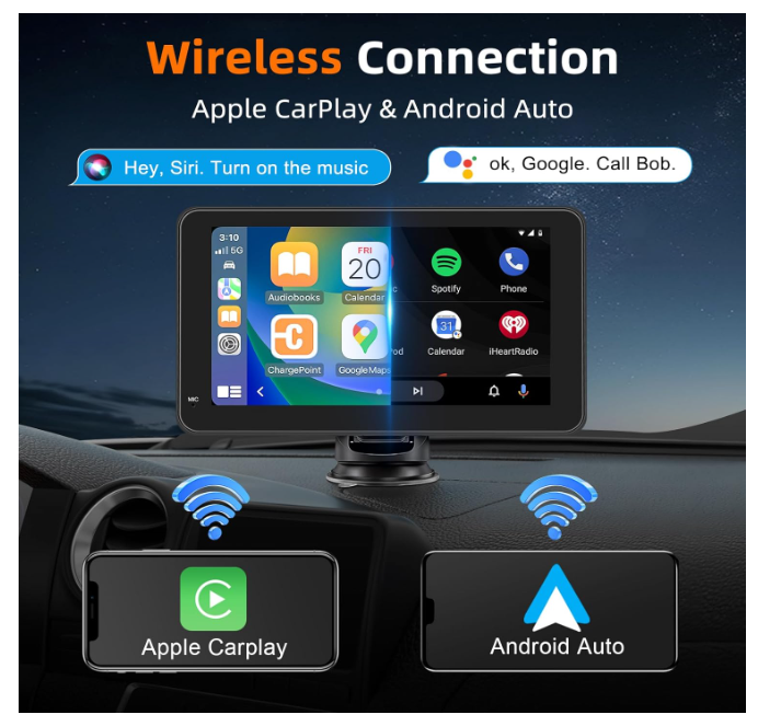 Écran Carplay Voiture | Sans Fil Portable 7 Pouces HD