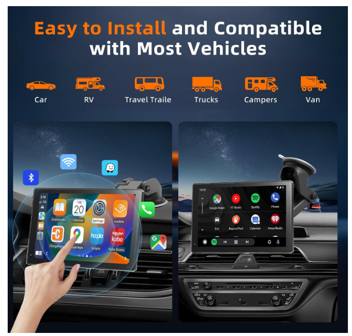 Écran Carplay Voiture | Sans Fil Portable 7 Pouces HD