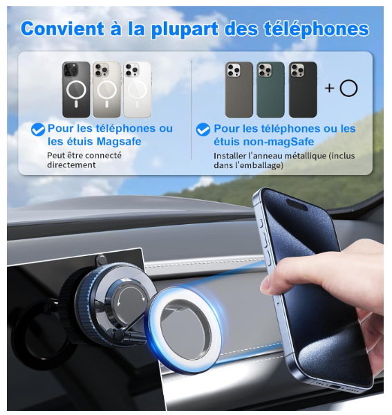 Support Téléphone Voiture | Anneau Magnétique pliable