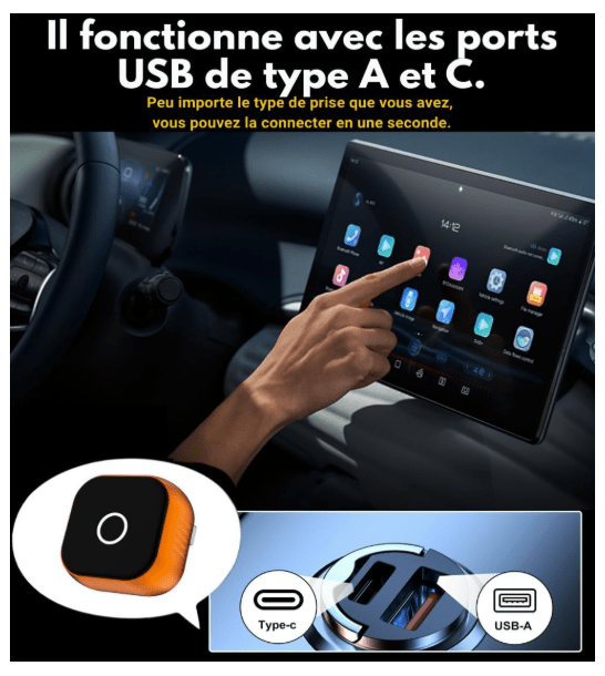 Adaptateur Auto sans fil | CarPlay Android Auto - Amascotech - auto