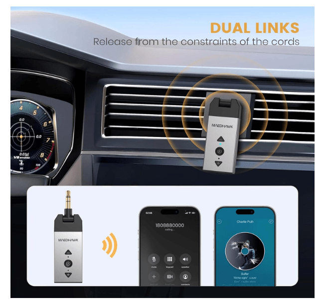Adaptateur Aux Bluetooth Voiture | Mains Libres 5.2 - Amascotech - auto