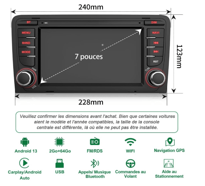Autoradio voiture | Android 13 Audi A3 - Amascotech - auto