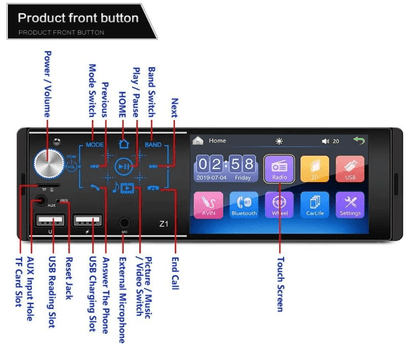 Autoradio voiture | Écran tactile Bluetooth 4,1" - Amascotech - auto