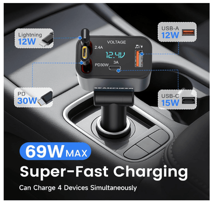 Chargeur Allume Cigare USB | Bluetooth 69W - Amascotech - auto