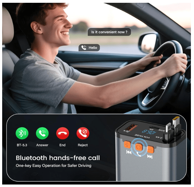 Chargeur Allume Cigare USB | Bluetooth 69W - Amascotech - auto