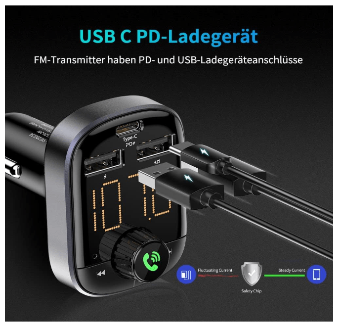 Transmetteur Bluetooth Auto | Kit Mains Libres 3en1 - Amascotech-auto