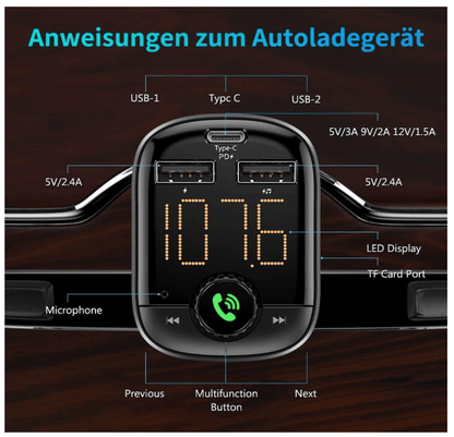 Transmetteur Bluetooth Auto | Kit Mains Libres 3en1 - Amascotech-auto