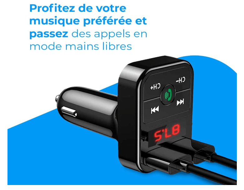 Transmetteur Bluetooth Auto | Mains Libres USB - Amascotech-auto
