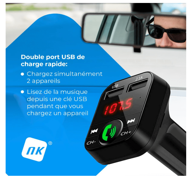 Transmetteur Bluetooth Auto | Mains Libres USB - Amascotech-auto