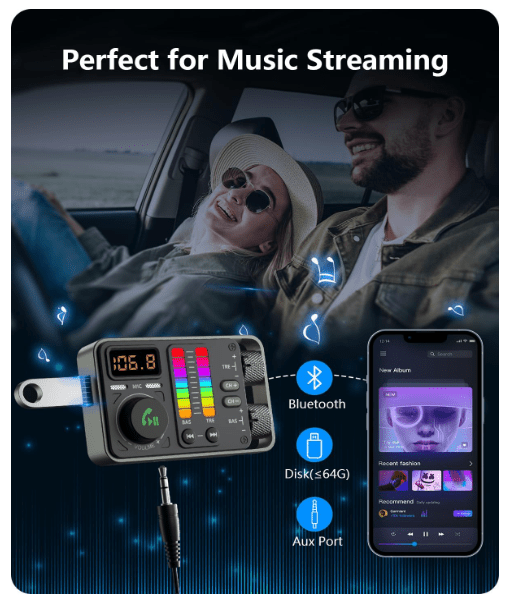 Transmetteur FM Bluetooth | Charge Rapide 20W - Amascotech - auto