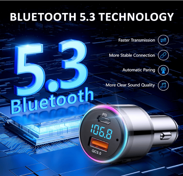 Transmetteur FM Bluetooth | Charge Rapide 30W - Amascotech - auto