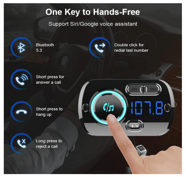Transmetteur FM Bluetooth | Charge Rapide Double USB - Amascotech - auto