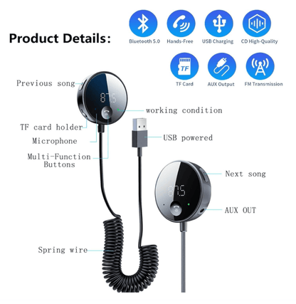 Transmetteur FM de Voiture | Bluetooth Multifonction - Amascotech-auto